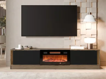 Brylin Tv-bänk 180 cm Eldstad med värmefunktion - Svart|brun - Möbler - Tv möbel & mediamöbel - TV bänk & mediabänk