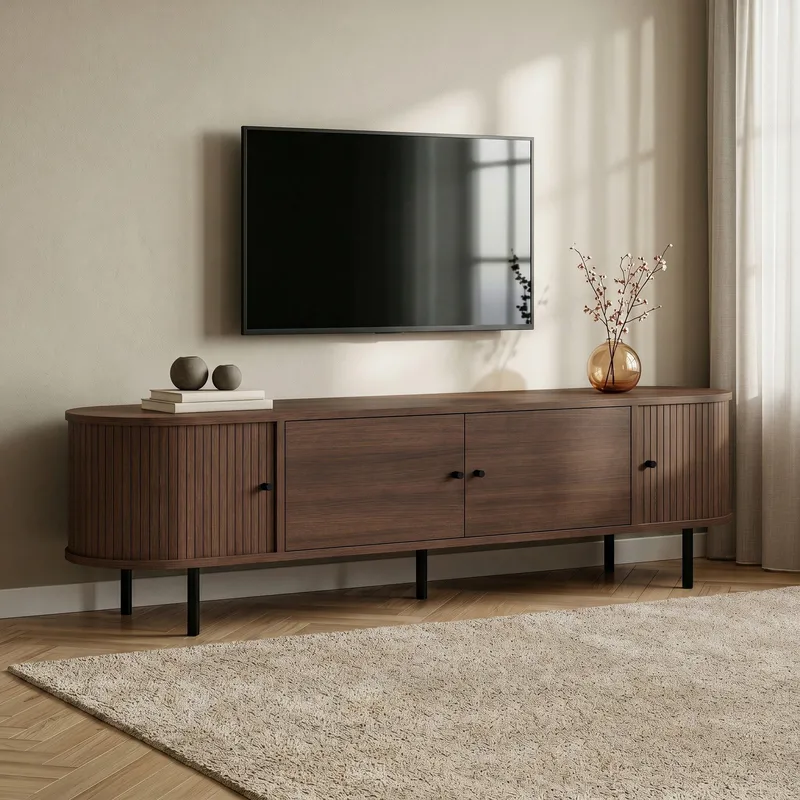 Bryric Tv-bänk 180 cm - Valnöt/Svart - Möbler - Tv möbel & mediamöbel - TV bänk & mediabänk