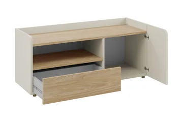Buhan Golvstående Tv-bänk 120 cm med Förvaring i Mörkt Trä - Beige - Möbler - Tv möbel & mediamöbel - TV bänk & mediabänk