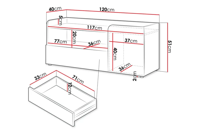 Buhan Tv-bänk 120 cm - Beige/Brun - Möbler - Tv möbel & mediamöbel - TV bänk & mediabänk