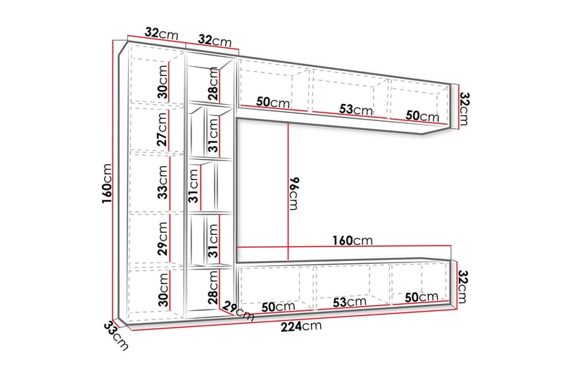 Bulet Tv-möbelset 224x33 cm - Beige - Möbler - Tv möbel & mediamöbel - TV-möbelset