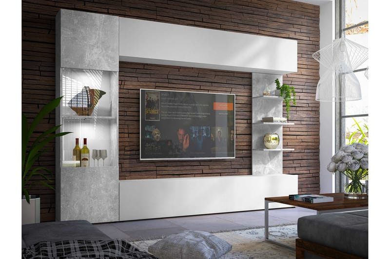 Bunda Tv-möbelset 250x30 cm - Grå/Vit - Möbler - Tv möbel & mediamöbel - TV-möbelset