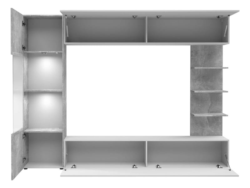 Bunda Tv väggenhet med LED-belysning 250 cm - vit - Möbler - Tv möbel & mediamöbel - TV-möbelset