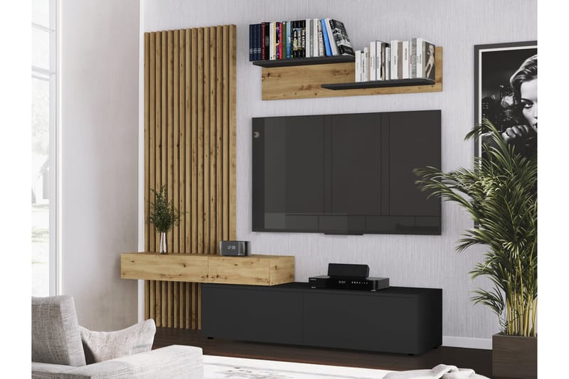 Bunkar Tv-möbelset 210x43 cm - Brun/Svart - Möbler - Tv möbel & mediamöbel - TV-möbelset