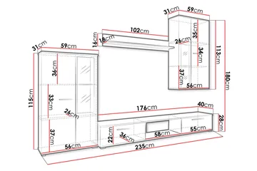 Bunta Tv-möbelset 235x40 cm - Vit - Möbler - Tv möbel & mediamöbel - TV-möbelset