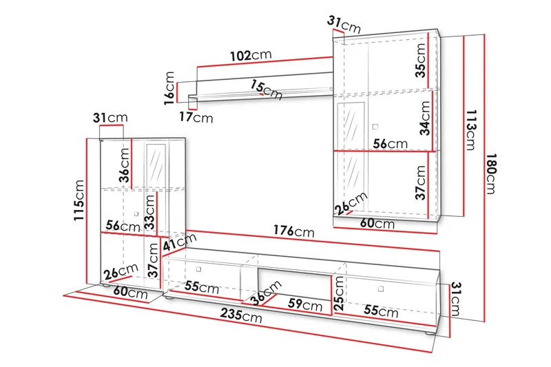 Bunta Tv-möbelset - Vit/Rosa - Möbler - Tv möbel & mediamöbel - TV-möbelset