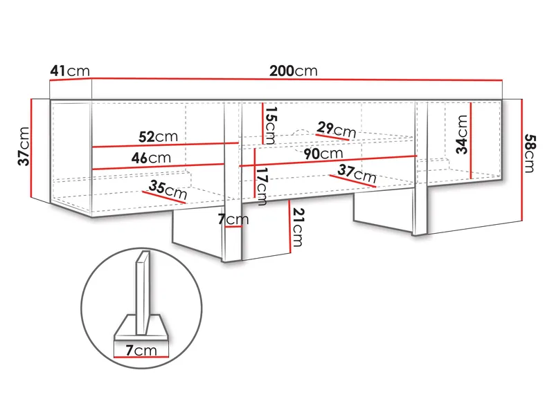 Calvenn Golvstående TV Bänk 200 cm med Förvaring i Målat Trä - Beige - Möbler - Tv möbel & mediamöbel - TV bänk & mediabänk