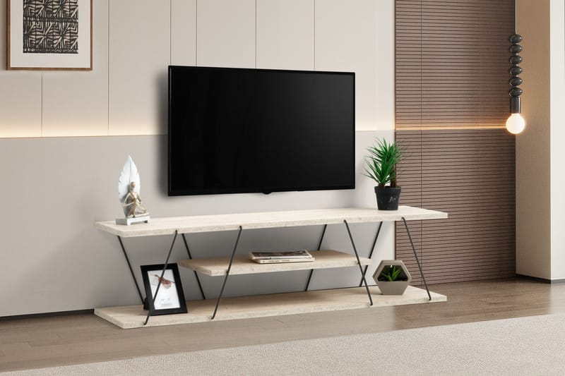 Canaz Tv-bänk 120 cm - Svart/Marmor - Möbler - Tv möbel & mediamöbel - TV bänk & mediabänk