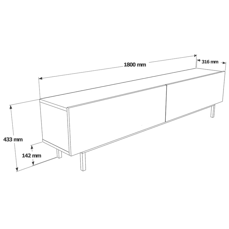 Canto TV-bänk 180x43,3x31,6 cm - Ek - Möbler - Tv möbel & mediamöbel - TV bänk & mediabänk