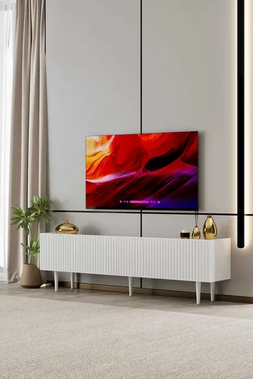 Capella Golvstående TV-bänk 180 cm med Förvaring i Målat Trä - Vit - Möbler - Tv möbel & mediamöbel - TV bänk & mediabänk