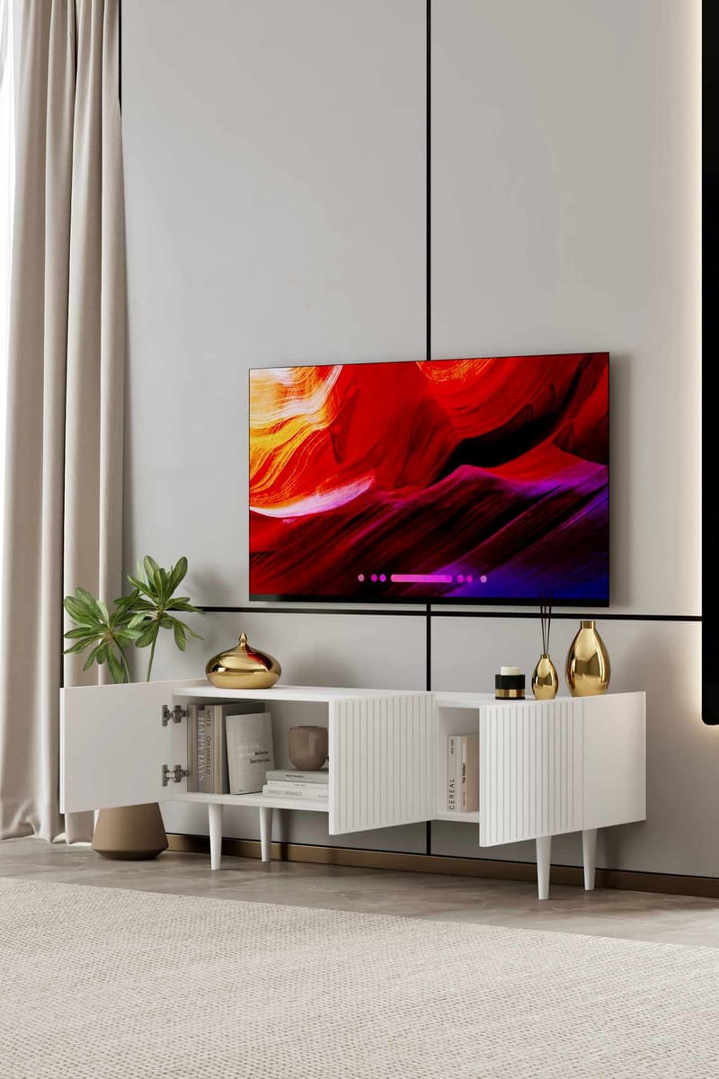 Capella TV-bänk 140x50x29 cm - Vit - Möbler - Tv möbel & mediamöbel - TV bänk & mediabänk