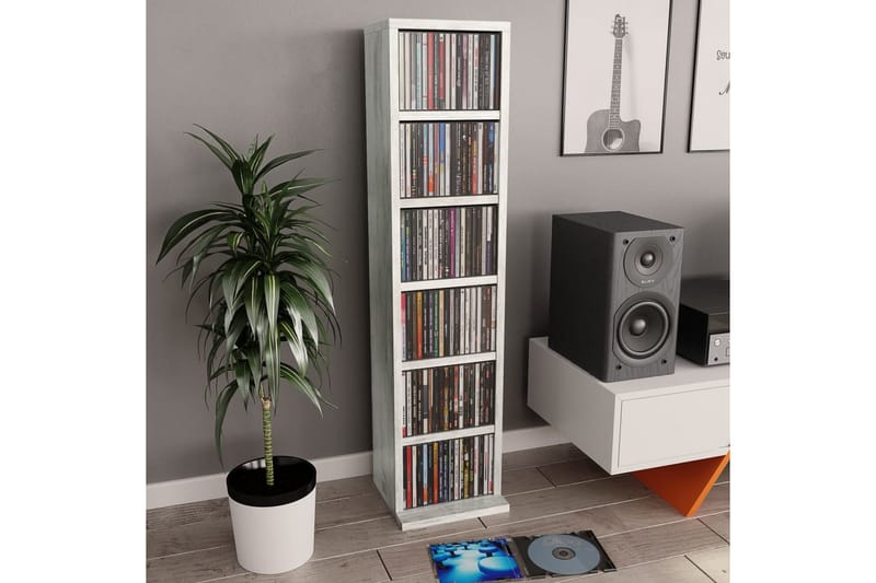 CD-hylla betonggrå 21x20x88 cm spånskiva - Grå - Möbler - Tv möbel & mediamöbel - CD-hylla & DVD-hylla