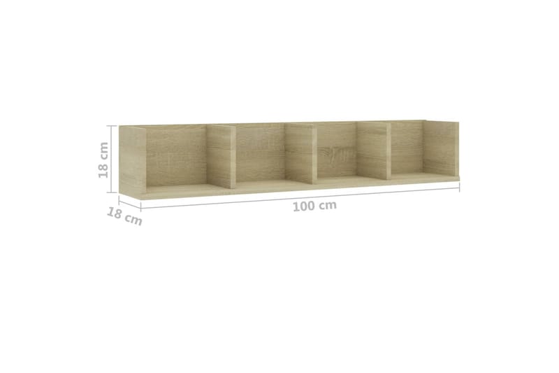 CD-hylla sonama-ek 100x18x18 cm spånskiva - Beige - Möbler - Tv möbel & mediamöbel - CD-hylla & DVD-hylla