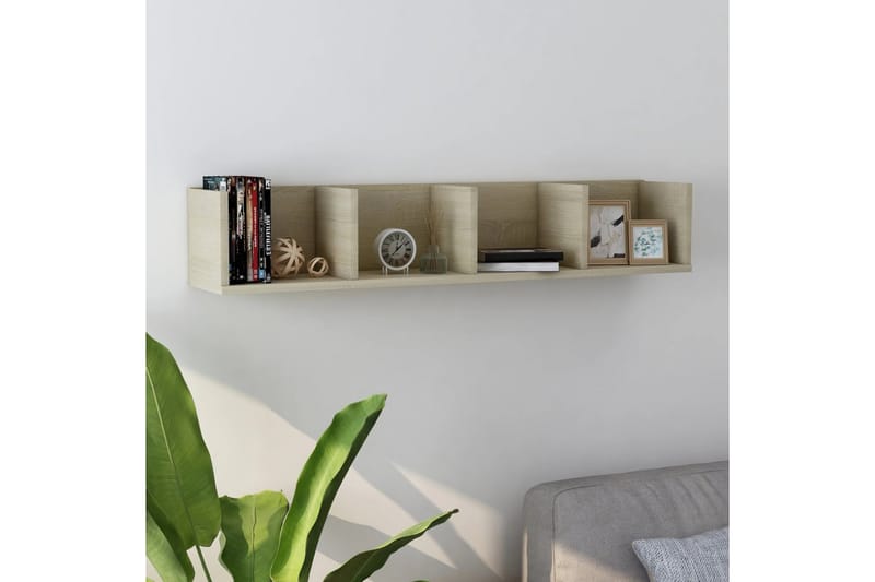 CD-hylla sonama-ek 100x18x18 cm spånskiva - Beige - Möbler - Tv möbel & mediamöbel - CD-hylla & DVD-hylla