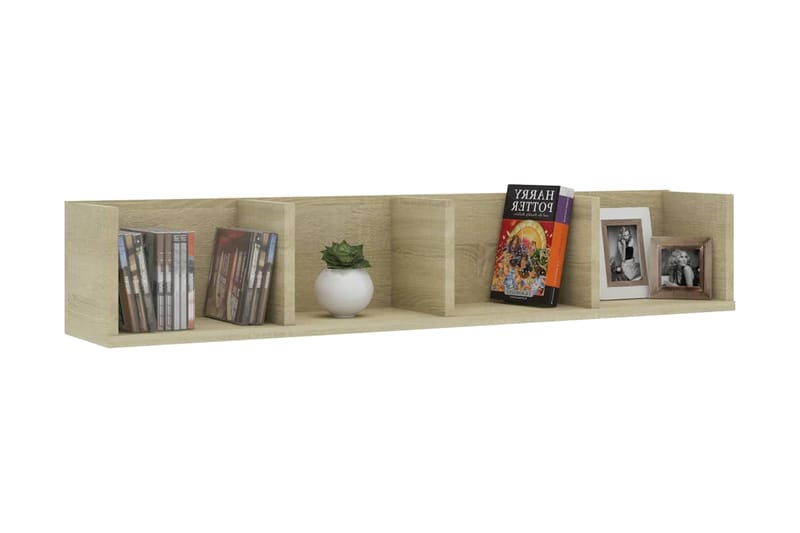 CD-hylla sonama-ek 100x18x18 cm spånskiva - Beige - Möbler - Tv möbel & mediamöbel - CD-hylla & DVD-hylla