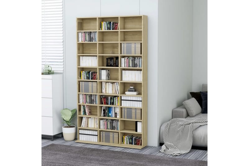 CD-hylla sonoma-ek 102x23x177,5 cm spånskiva - Brun - Möbler - Tv möbel & mediamöbel - CD-hylla & DVD-hylla