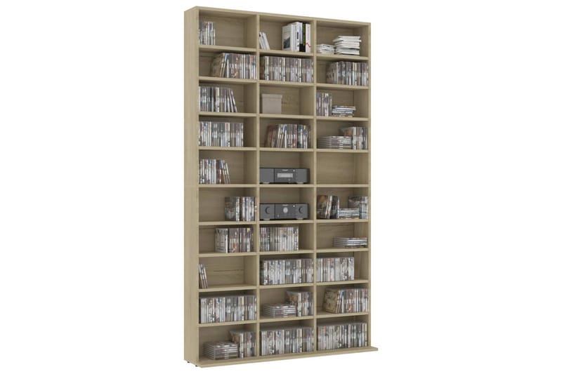 CD-hylla sonoma-ek 102x23x177,5 cm spånskiva - Brun - Möbler - Tv möbel & mediamöbel - CD-hylla & DVD-hylla