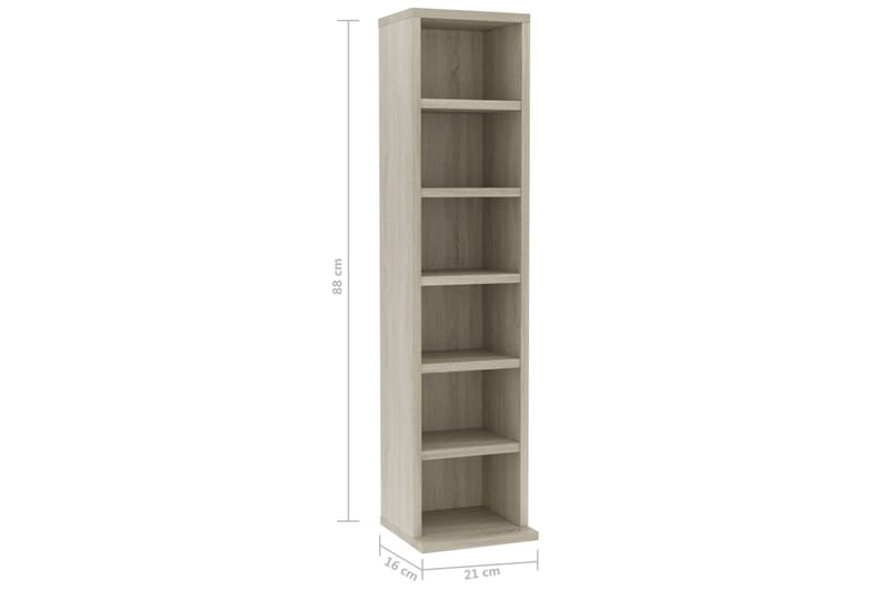 CD-hylla sonoma-ek 21x20x88 cm spånskiva - Brun - Möbler - Tv möbel & mediamöbel - CD-hylla & DVD-hylla