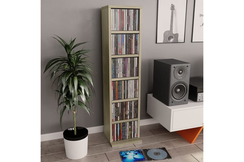CD-hylla sonoma-ek 21x20x88 cm spånskiva - Brun - Möbler - Tv möbel & mediamöbel - CD-hylla & DVD-hylla