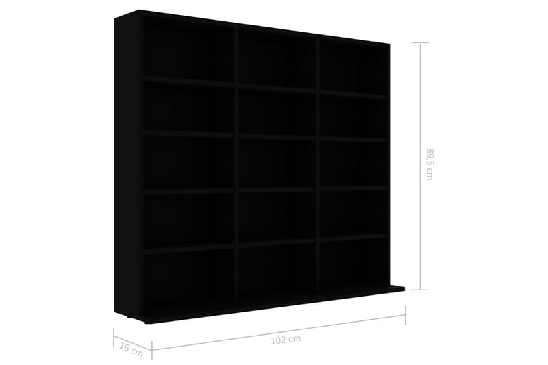 CD-hylla svart 102x23x89,5 cm spånskiva - Svart - Möbler - Tv möbel & mediamöbel - CD-hylla & DVD-hylla