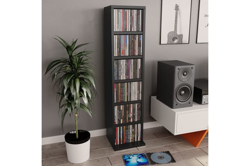 CD-hylla svart 21x20x88 cm spånskiva - Svart - Möbler - Tv möbel & mediamöbel - CD-hylla & DVD-hylla