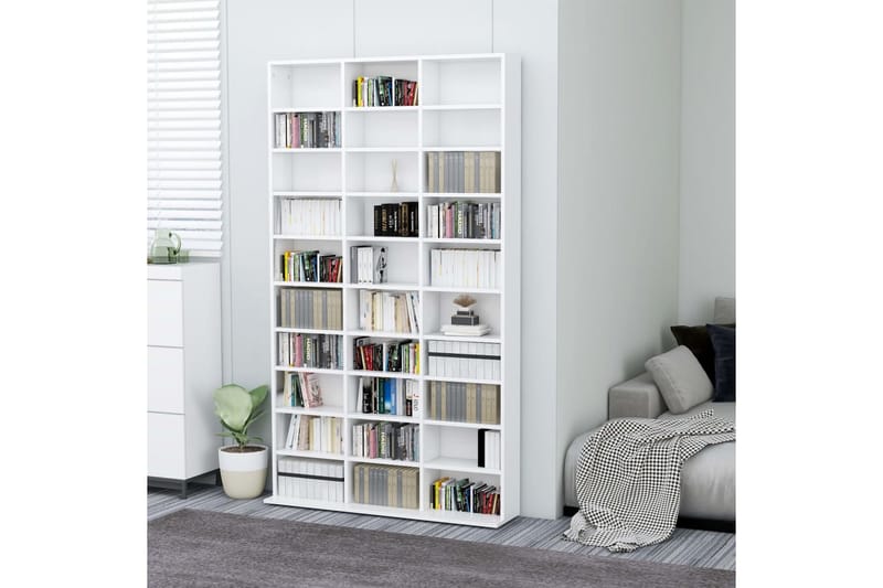 CD-hylla vit 102x23x177,5 cm spånskiva - Vit - Möbler - Tv möbel & mediamöbel - CD-hylla & DVD-hylla