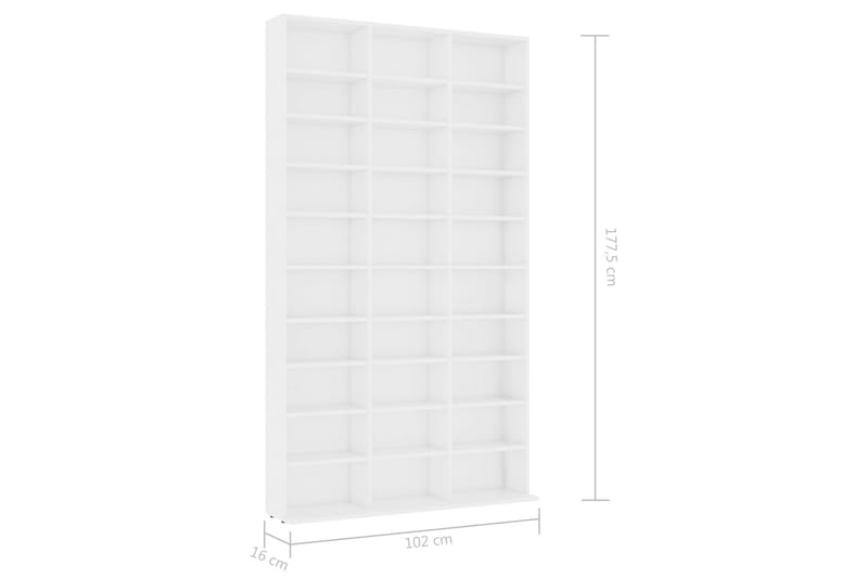CD-hylla vit 102x23x177,5 cm spånskiva - Vit - Möbler - Tv möbel & mediamöbel - CD-hylla & DVD-hylla