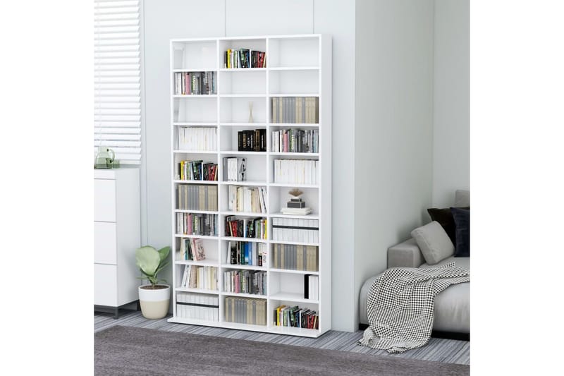 CD-hylla vit högglans 102x23x177,5 cm spånskiva - Vit - Möbler - Tv möbel & mediamöbel - CD-hylla & DVD-hylla