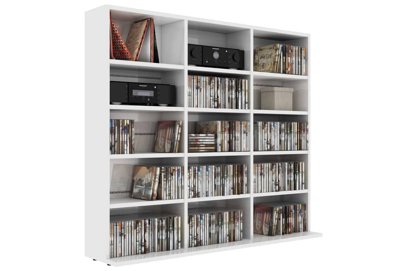 CD-hylla vit högglans 102x23x89,5 cm spånskiva - Vit - Möbler - Tv möbel & mediamöbel - CD-hylla & DVD-hylla