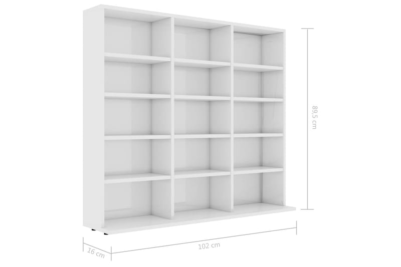 CD-hylla vit högglans 102x23x89,5 cm spånskiva - Vit - Möbler - Tv möbel & mediamöbel - CD-hylla & DVD-hylla