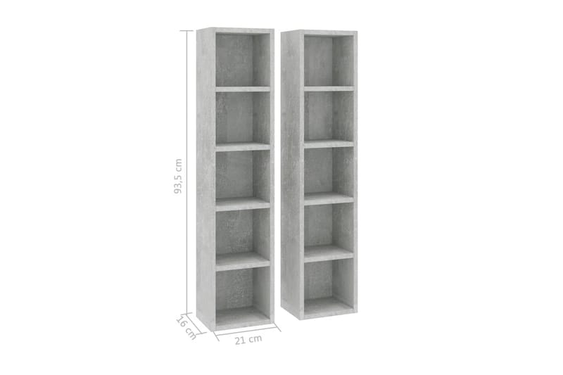 CD-hyllor 2 st betonggrå 21x16x93,5 cm spånskiva - Grå - Möbler - Tv möbel & mediamöbel - CD-hylla & DVD-hylla