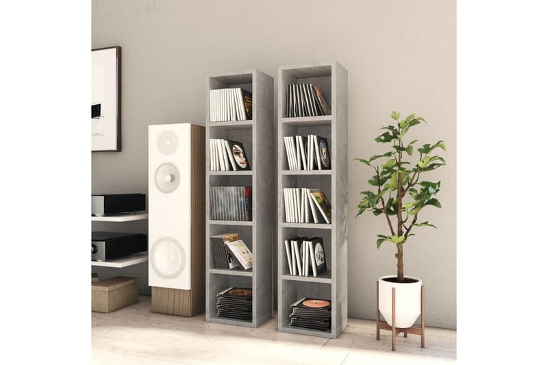 CD-hyllor 2 st betonggrå 21x16x93,5 cm spånskiva - Grå - Möbler - Tv möbel & mediamöbel - CD-hylla & DVD-hylla