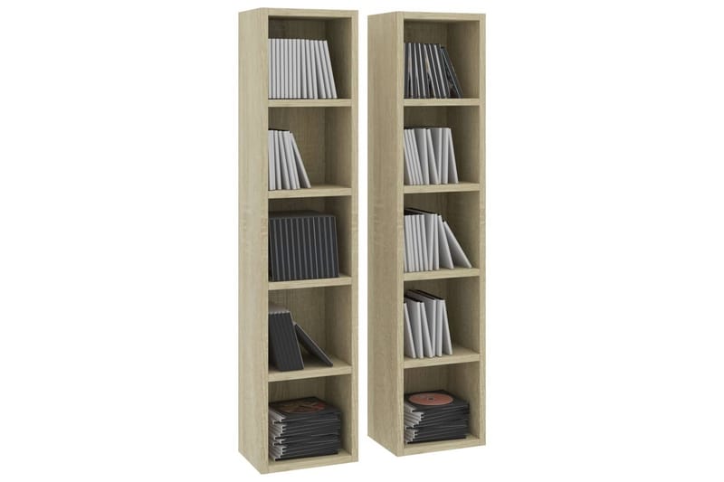 CD-hyllor 2 st sonoma-ek 21x16x93,5 cm spånskiva - Brun - Möbler - Tv möbel & mediamöbel - CD-hylla & DVD-hylla
