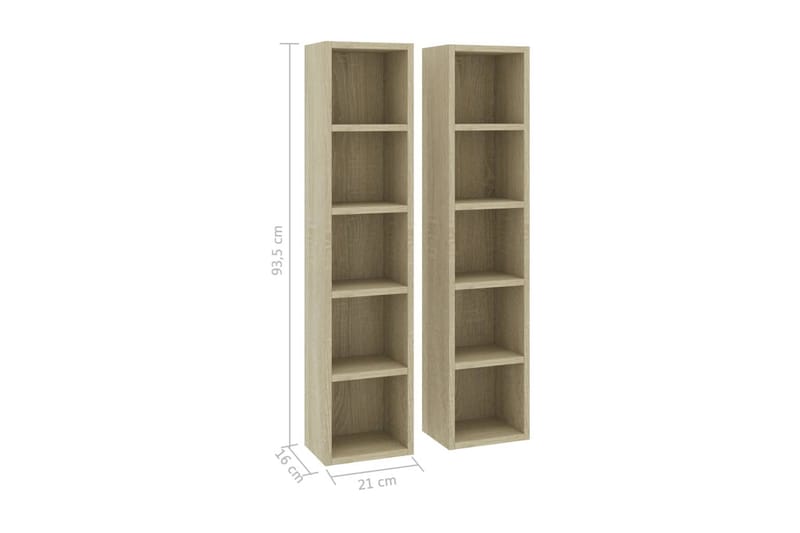 CD-hyllor 2 st sonoma-ek 21x16x93,5 cm spånskiva - Brun - Möbler - Tv möbel & mediamöbel - CD-hylla & DVD-hylla