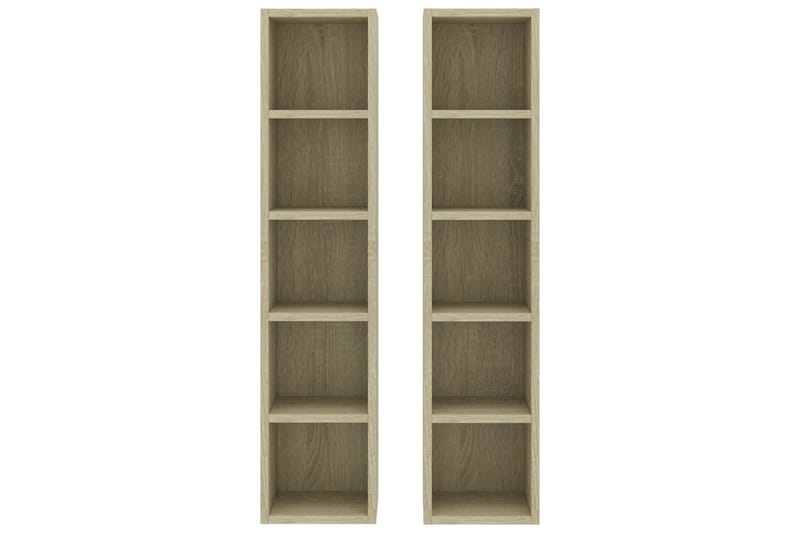 CD-hyllor 2 st sonoma-ek 21x16x93,5 cm spånskiva - Brun - Möbler - Tv möbel & mediamöbel - CD-hylla & DVD-hylla