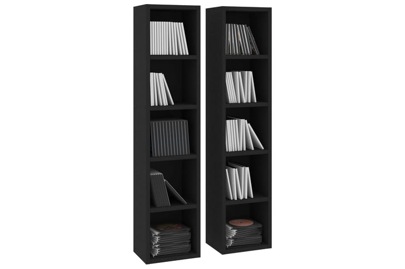 CD-hyllor 2 st svart 21x16x93,5 cm spånskiva - Svart - Möbler - Tv möbel & mediamöbel - CD-hylla & DVD-hylla