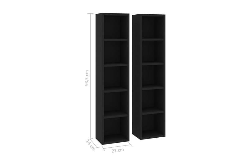 CD-hyllor 2 st svart 21x16x93,5 cm spånskiva - Svart - Möbler - Tv möbel & mediamöbel - CD-hylla & DVD-hylla