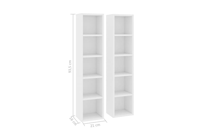CD-hyllor 2 st vit 21x16x93,5 cm spånskiva - Vit - Möbler - Tv möbel & mediamöbel - CD-hylla & DVD-hylla