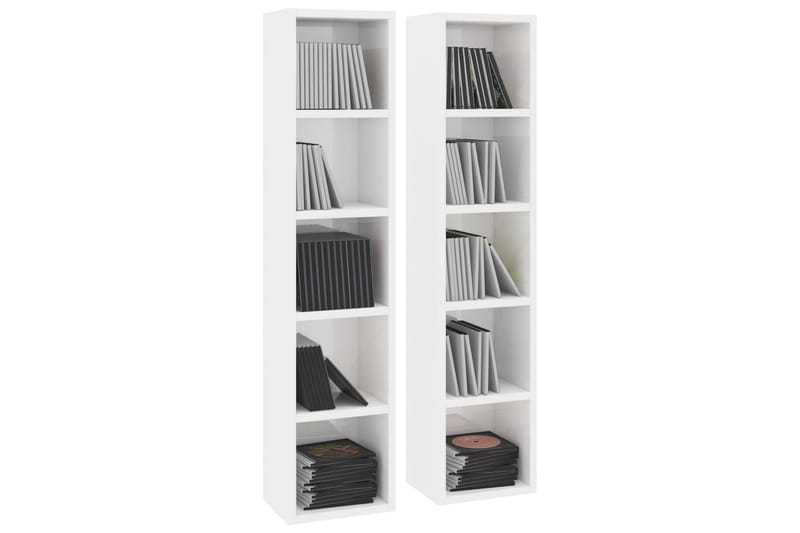 CD-hyllor 2 st vit högglans 21x16x93,5 cm spånskiva - Vit - Möbler - Tv möbel & mediamöbel - CD-hylla & DVD-hylla