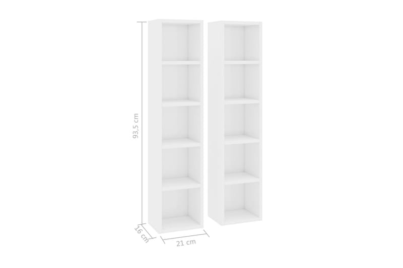 CD-hyllor 2 st vit högglans 21x16x93,5 cm spånskiva - Vit - Möbler - Tv möbel & mediamöbel - CD-hylla & DVD-hylla