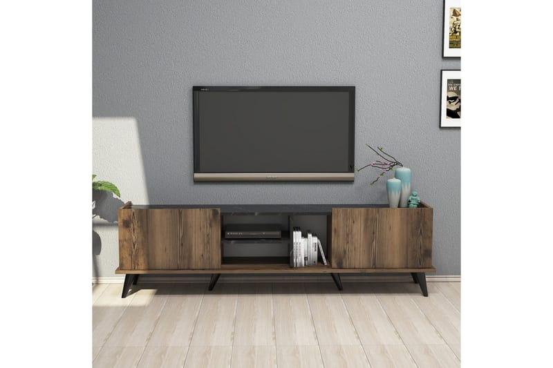 Challur Tv-bänk 180 cm - Valnöt/Svart - Möbler - Tv möbel & mediamöbel - TV bänk & mediabänk