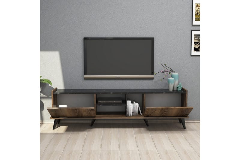 Challur Tv-bänk 180 cm - Valnöt/Svart - Möbler - Tv möbel & mediamöbel - TV bänk & mediabänk