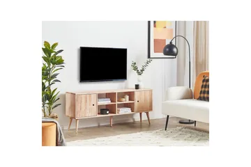 Chandler Golvstående TV-bänk 145 cm med Förvaring i Ljust Trä - Ljusbrun - Möbler - Tv möbel & mediamöbel - TV bänk & mediabänk