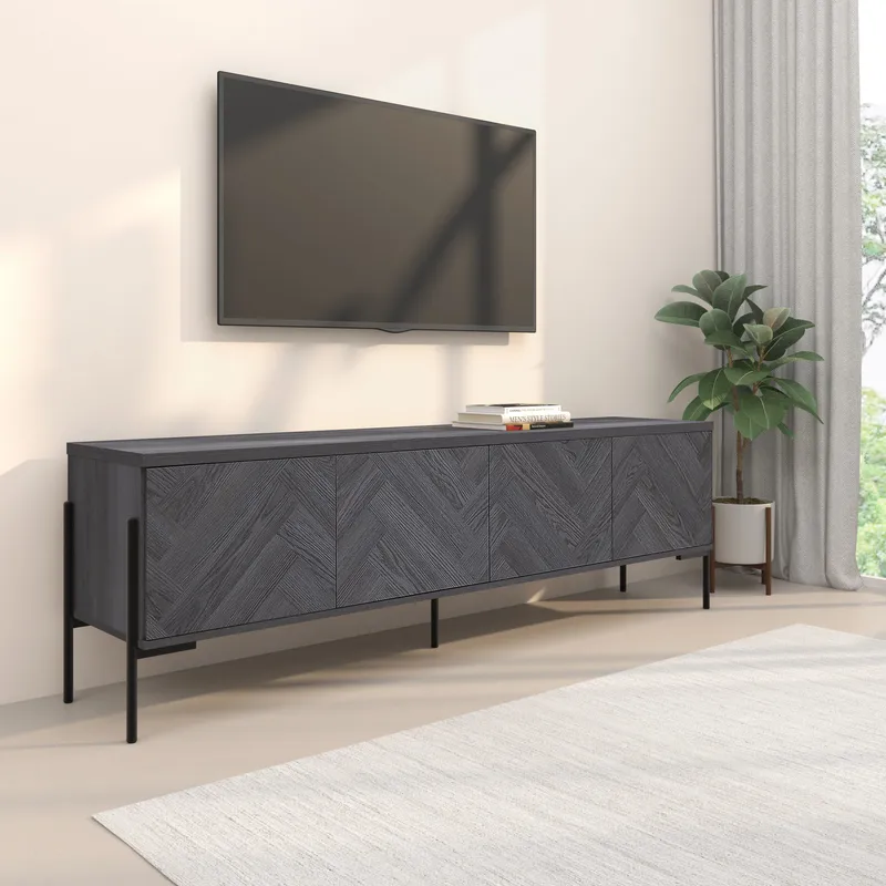 Charlene Tv-bänk 175 cm - Grå fiskbensek / grå ek - Möbler - Tv möbel & mediamöbel - TV bänk & mediabänk