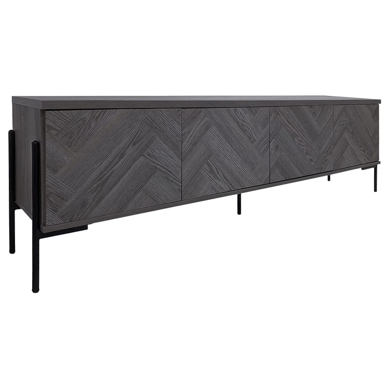 Charlene Tv-bänk 175 cm, Grå fiskbensek / grå ek