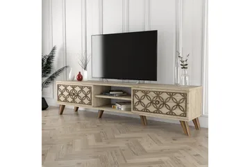 Chass Golvstående Tv Bänk 180 cm med Förvaring i Ljust Trä - Beige - Möbler - Tv möbel & mediamöbel - TV bänk & mediabänk