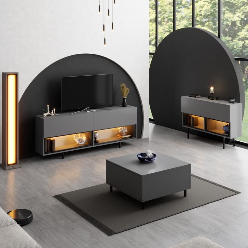 Cielieucel TV-bänk 180 cm - Antracit - Möbler - Tv möbel & mediamöbel - Mediastativ & väggfäste