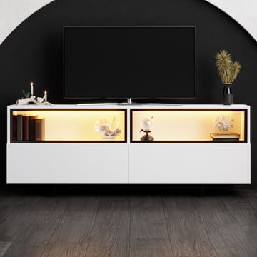 Cielieucel TV-bänk 180 cm med Förvaring i Målat Trä med belysning - Vit - Möbler - Tv möbel & mediamöbel - TV bänk & mediabänk