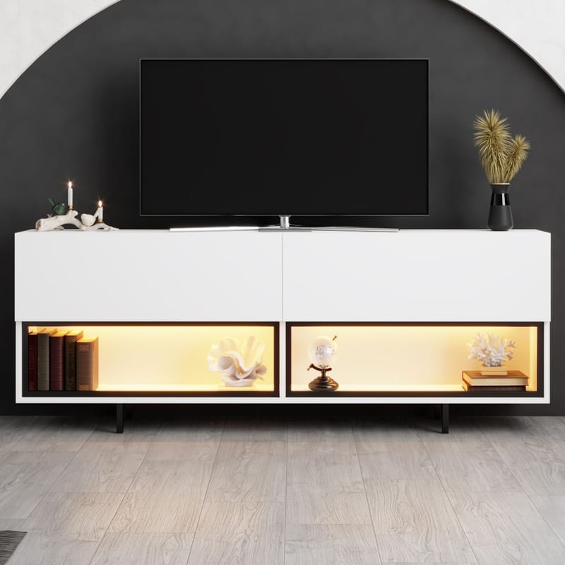 Cielieucel TV-bänk 180 cm med Förvaring i Målat Trä - Vit - Möbler - Tv möbel & mediamöbel - TV bänk & mediabänk