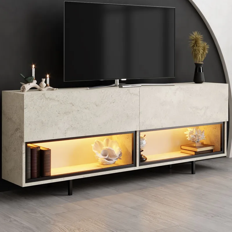 Cielieucel TV-bänk 180 cm - Travertin - Möbler - Tv möbel & mediamöbel - Mediastativ & väggfäste